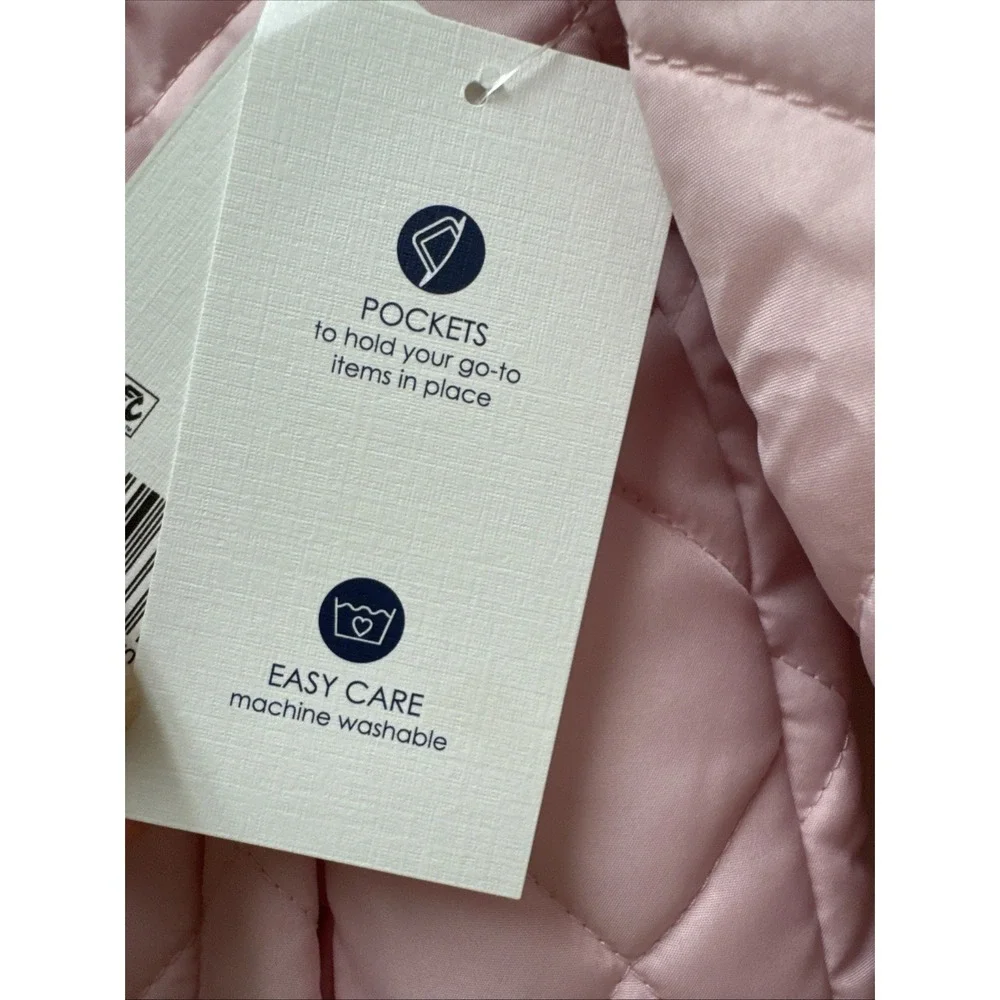 Crown & Ivy Kids Meadow Pink Quilted Ruffle Zip‎ Jacket Mock Neck Large NEW